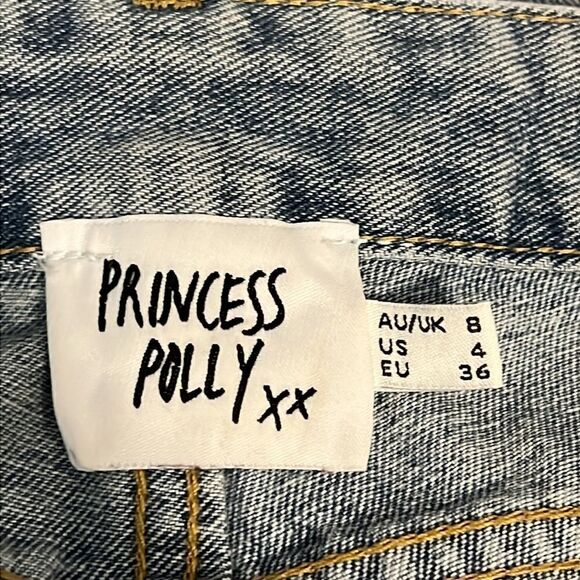 Princess Polly High Rise Raw Hem Light Wash Jeans Size 4 - Picture 13 of 14